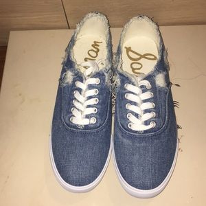 Sam Edelman Distressed Denim Sneakers